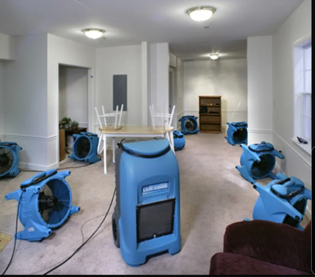 Air movers and dehumidifier setup for Water Damage Restoration in Orange Park